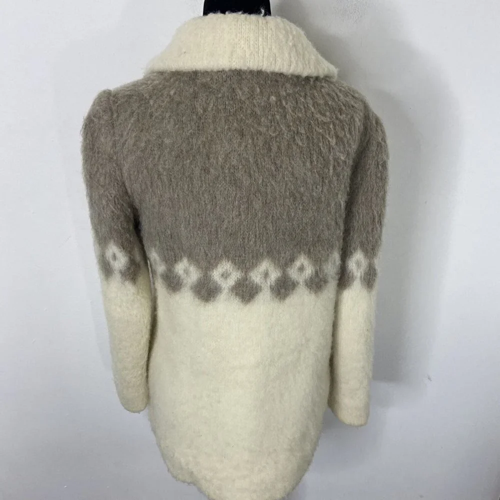 Vintage Hilda Ltd Made In Iceland Virgin‎ Wool Sweater Jacket Coat Womens XS/S